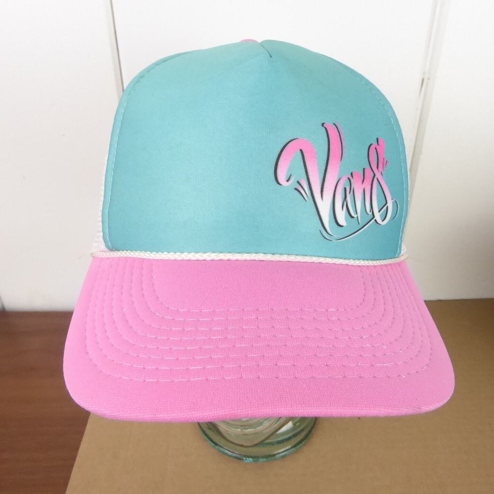 VTG Vans Otto Trucker Snapback Airbrushed Graffiti Logo Skate Boarding Mesh